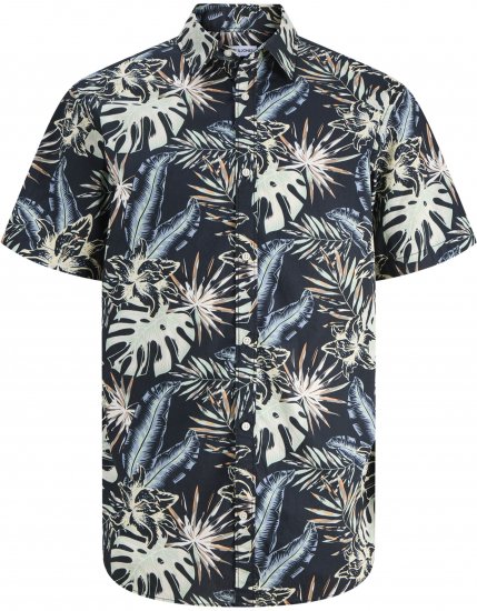 Jack & Jones Honolulu Short Sleeve Resort Shirt Black - Srajce - Moške srajce za Močnejše Postave