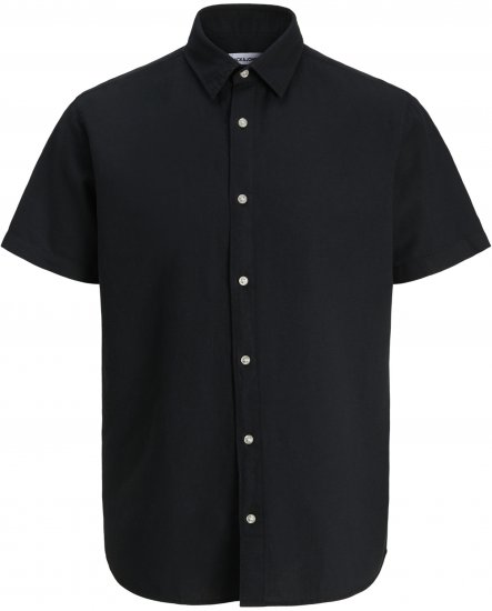 Jack & Jones Breeze Linen Short Sleeve Shirt Black - Srajce - Moške srajce za Močnejše Postave