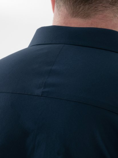 D555 Lucas Raztegljiva Srajca S Kratkimi Rokavi Odporna Na Madeže Brez Likanja Temno Modra - Srajce - Moške srajce za Močnejše Postave