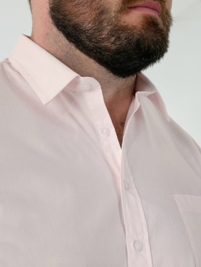 D555 Lucas Raztegljiva Srajca S Kratkimi Rokavi Odporna Na Madeže Brez Likanja Roza - Srajce - Moške srajce za Močnejše Postave