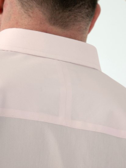 D555 Lucas Raztegljiva Srajca S Kratkimi Rokavi Odporna Na Madeže Brez Likanja Roza - Srajce - Moške srajce za Močnejše Postave