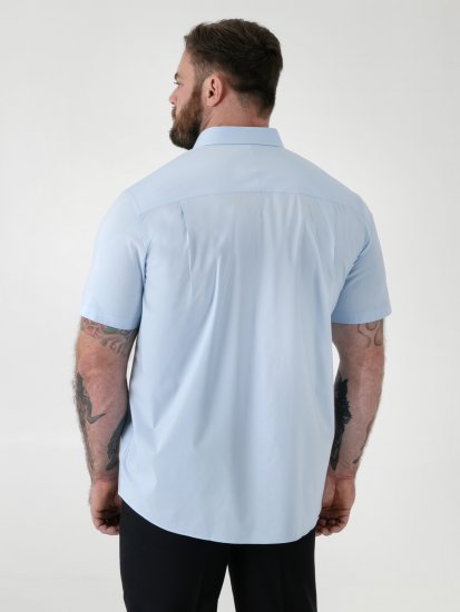 D555 Lucas Raztegljiva Srajca S Kratkimi Rokavi Odporna Na Madeže Brez Likanja Nebesno Modra - Srajce - Moške srajce za Močnejše Postave