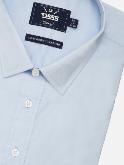 D555 Lucas Raztegljiva Srajca S Kratkimi Rokavi Odporna Na Madeže Brez Likanja Nebesno Modra - Srajce - Moške srajce za Močnejše Postave