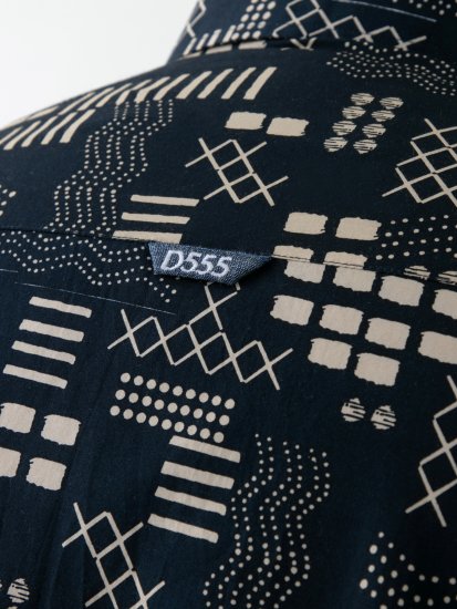 D555 Rick Geometric Print Short Sleeve Shirt Navy - Srajce - Moške srajce za Močnejše Postave
