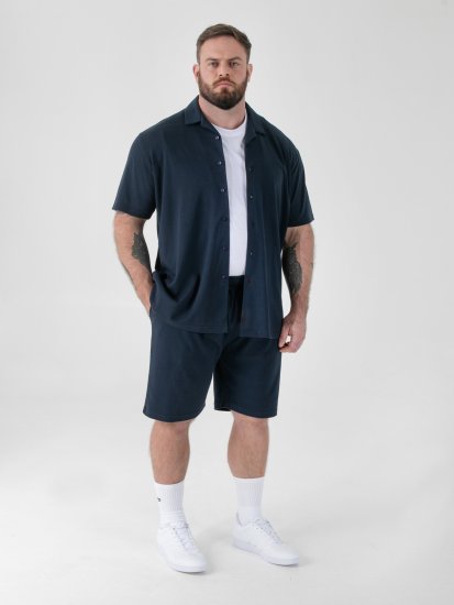 D555 Connor Stretch Cuban Collar Resort Short Sleeve Shirt Navy - Srajce - Moške srajce za Močnejše Postave