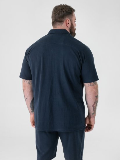D555 Connor Stretch Cuban Collar Resort Short Sleeve Shirt Navy - Srajce - Moške srajce za Močnejše Postave