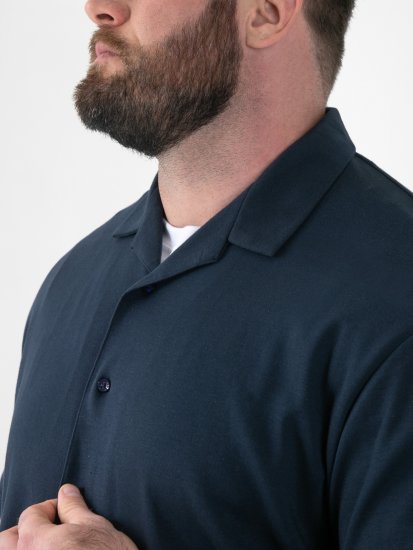 D555 Connor Stretch Cuban Collar Resort Short Sleeve Shirt Navy - Srajce - Moške srajce za Močnejše Postave