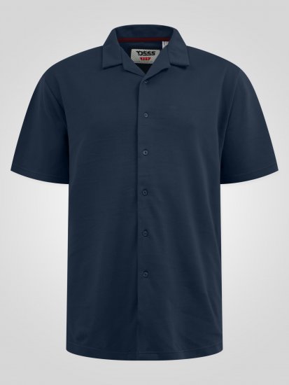 D555 Connor Stretch Cuban Collar Resort Short Sleeve Shirt Navy - Srajce - Moške srajce za Močnejše Postave