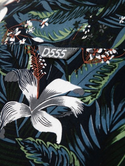 D555 Corden Hawaiian AOP Cuban Collar Resort Short Sleeve Navy - Srajce kratek rokav - 
