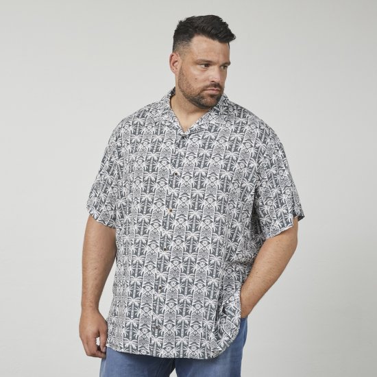 North Latitude 61313 Viskozna Srajca s Kubanskim Ovratnikom Siva - Srajce - Moške srajce za Močnejše Postave