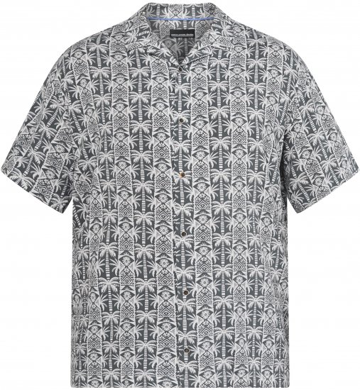 North Latitude 61313 Viskozna Srajca s Kubanskim Ovratnikom Siva - Srajce - Moške srajce za Močnejše Postave