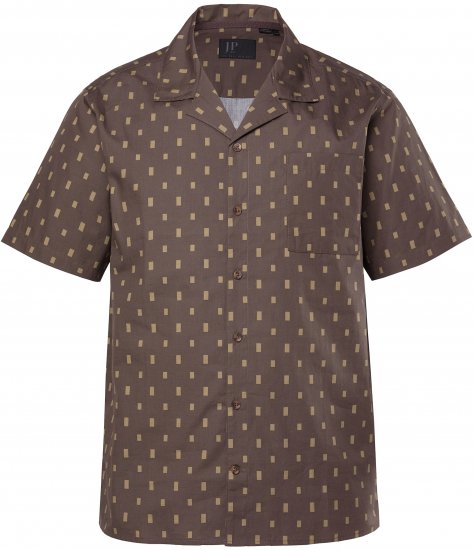 JP1880 Boxy Cuba Short Sleeve Shirt Brown - Srajce - Moške srajce za Močnejše Postave