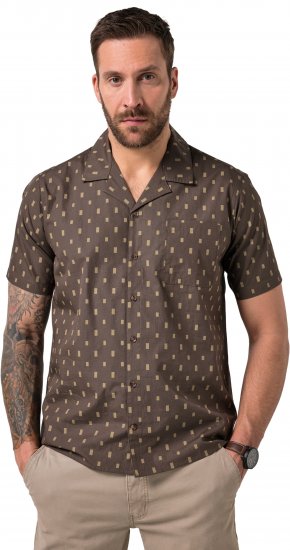 JP1880 Boxy Cuba Short Sleeve Shirt Brown - Srajce - Moške srajce za Močnejše Postave