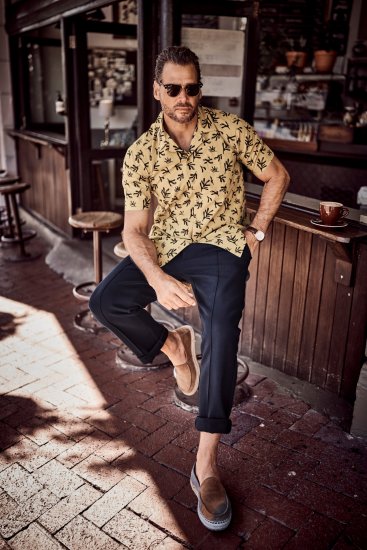 JP1880 Boxy Cuba Short Sleeve Shirt Camel - Srajce - Moške srajce za Močnejše Postave