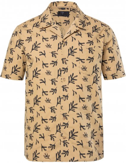 JP1880 Boxy Cuba Short Sleeve Shirt Camel - Srajce - Moške srajce za Močnejše Postave