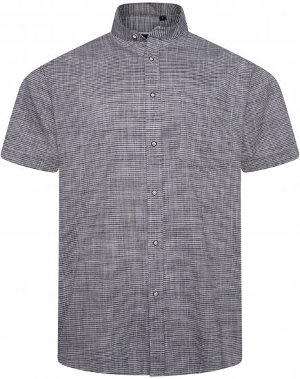 Kam Jeans 6334 Striped Grandad Short Sleeve Shirt Charcoal - Srajce - Moške srajce za Močnejše Postave