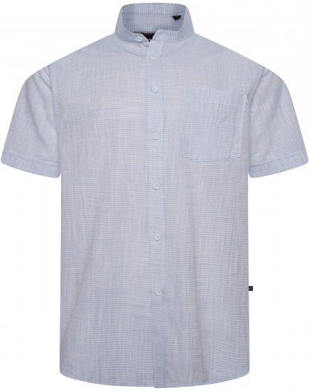Kam Jeans 6334 Striped Grandad Short Sleeve Shirt Blue - Srajce - Moške srajce za Močnejše Postave