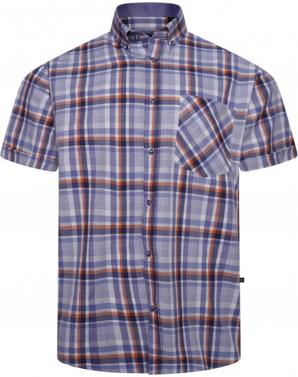 Kam Jeans 6339 Checked Short Sleeve Shirt Blue - Srajce - Moške srajce za Močnejše Postave