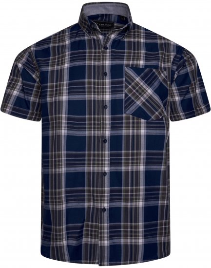 Kam jeans 6350 Casual Checked Short Sleeve Shirt Indigo - Srajce - Moške srajce za Močnejše Postave