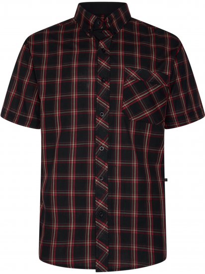 Kam Jeans 6365 Checked Short Sleeve Shirt Burgundy - Srajce - Moške srajce za Močnejše Postave