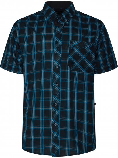 Kam Jeans 6365 Checked Short Sleeve Shirt Turquoise - Srajce - Moške srajce za Močnejše Postave