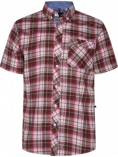 Kam Jeans 6368 Checked Short Sleeve Shirt Red - Srajce - Moške srajce za Močnejše Postave