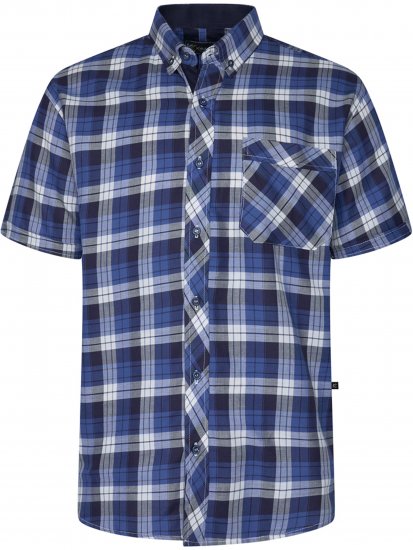 Kam Jeans 6369 Checked Short Sleeve Shirt Blue - Srajce - Moške srajce za Močnejše Postave