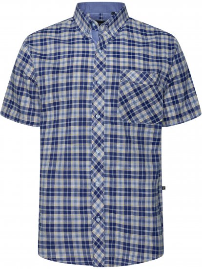 Kam Jeans 6370 Checked Short Sleeve Shirt Blue - Srajce - Moške srajce za Močnejše Postave