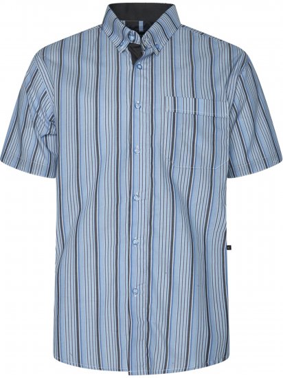 Kam Jeans 6374 Striped Short Sleeve Shirt Blue - Srajce - Moške srajce za Močnejše Postave
