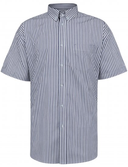 Kam Jeans 6375 Casual Striped Short Sleeve Shirt Navy - Srajce - Moške srajce za Močnejše Postave