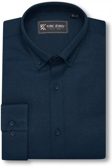 Kam Jeans 6357 Dobby Weave Shirt Navy - Srajce - Moške srajce za Močnejše Postave