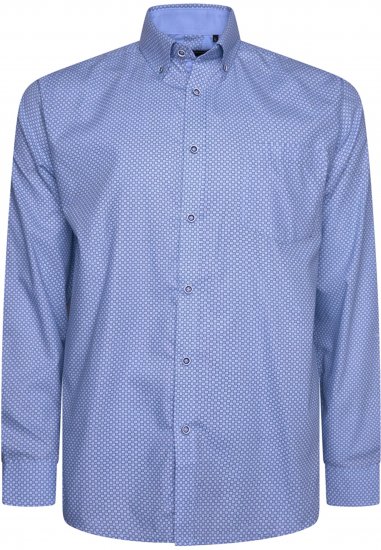Kam Jeans 6361 All Over Geo Print Long Sleeve Shirt Sky Blue - Srajce - Moške srajce za Močnejše Postave
