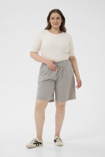 Kaffe Curve Nana Črtaste kratke hlače Polnoč/Bela črtasta - Kavbojke & Hlače v Velikih Številkah – Plus Size - 
