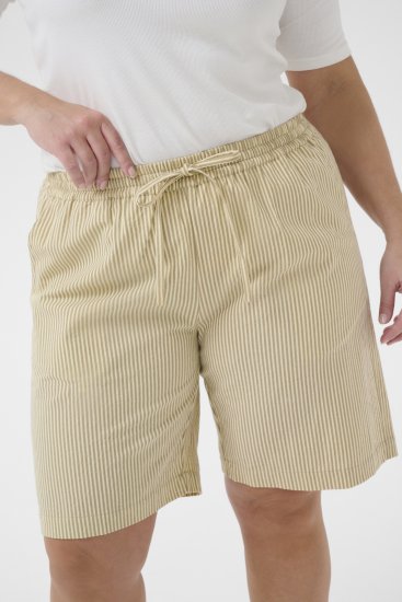 Kaffe Curve Nana Črtaste kratke hlače Chincilla/Bela črtasta - Kavbojke & Hlače v Velikih Številkah – Plus Size - 