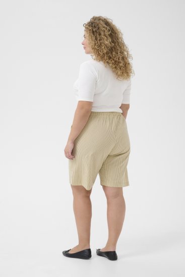Kaffe Curve Nana Črtaste kratke hlače Chincilla/Bela črtasta - Kavbojke & Hlače v Velikih Številkah – Plus Size - 