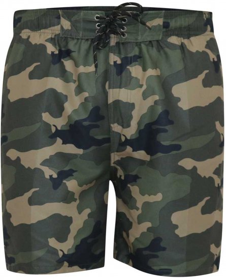 D555 Kody Camo Printed Swimshorts Khaki - Kopalne hlače - Moške Kopalne Hlače za Močnejše postave