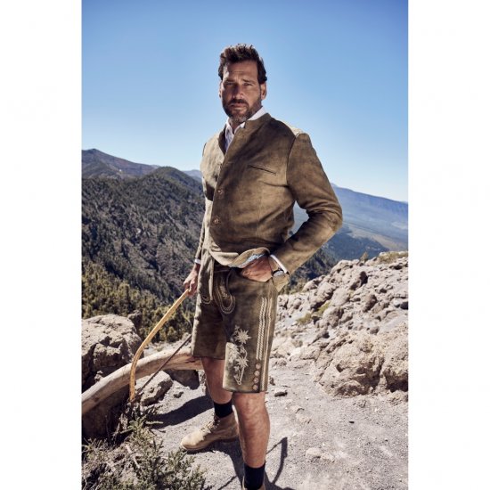 JP1880 Shorts Goat Suede with Belt Buckle Traditional Moss Green - Svečana oblačila - Praznična in svečana oblačila – Praznujte elegantno in udobno