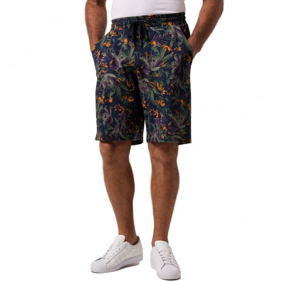 JP1880 Bermuda Shorts Floral All-over Print Navy - Kratke hlače - Moške Kratke Hlače za Močnejše Postave
