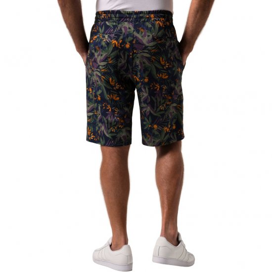 JP1880 Bermuda Shorts Floral All-over Print Navy - Kratke hlače - Moške Kratke Hlače za Močnejše Postave