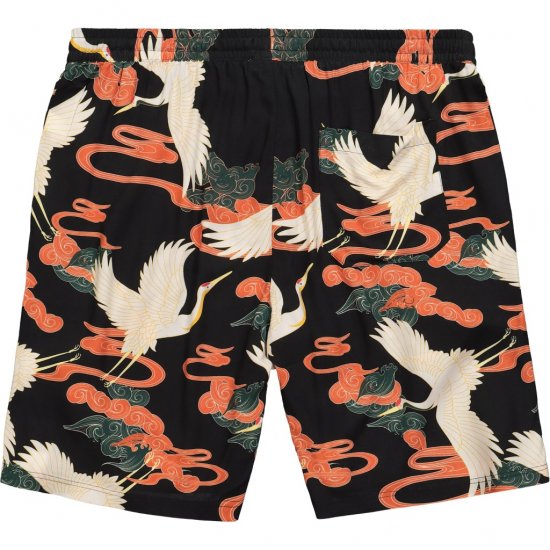 JP1880 Bermuda Shorts Floral All-over Print Black - Kratke hlače - Moške Kratke Hlače za Močnejše Postave