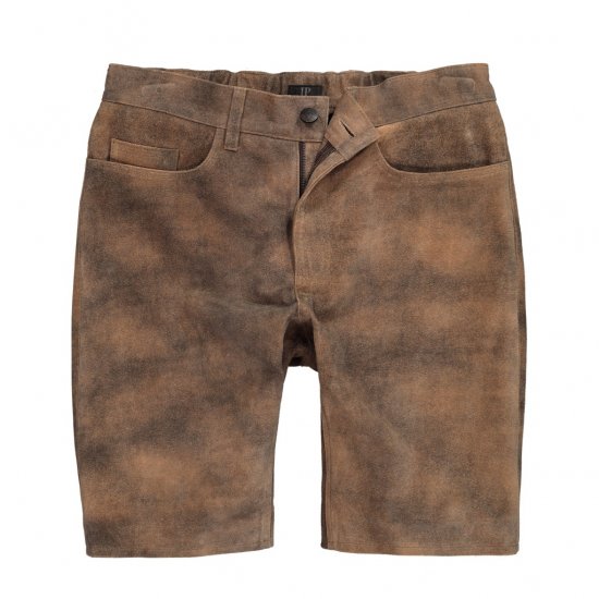 JP1880 Shorts Leather Traditional Cowhide Brown - Kratke hlače - Moške Kratke Hlače za Močnejše Postave