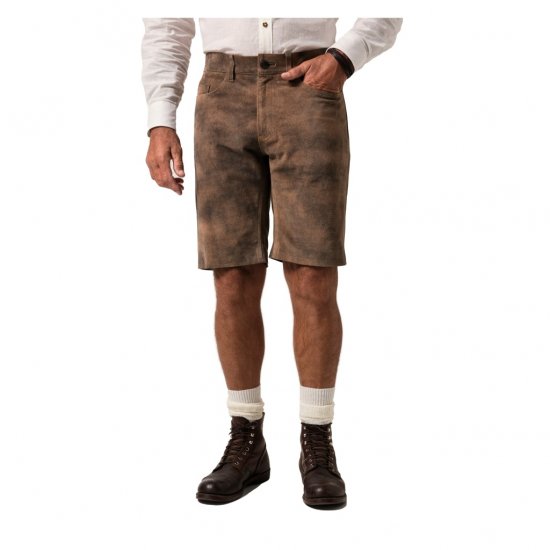 JP1880 Shorts Leather Traditional Cowhide Brown - Kratke hlače - Moške Kratke Hlače za Močnejše Postave