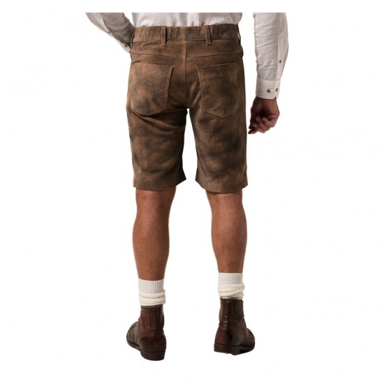 JP1880 Shorts Leather Traditional Cowhide Brown - Kratke hlače - Moške Kratke Hlače za Močnejše Postave