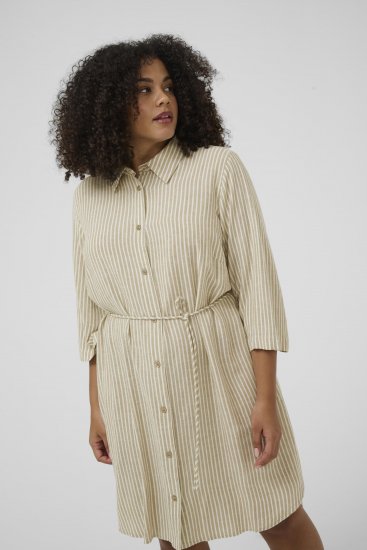 Kaffe Curve Milla Short Shirt Dress Chinchilla/Chalk Stripe - Mini obleke - 