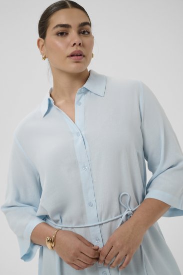 Kaffe Curve Mille Short Shirt Dress Nantucket Breeze Blue - Mini obleke - 