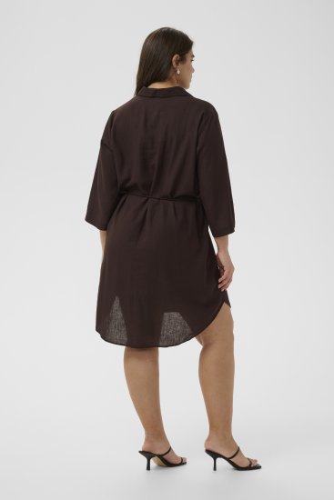 Kaffe Curve Mille Short Shirt Dress Black Coffee Brown - Mini obleke - 