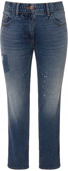 Ulla Popken Distressed Stretch Fit Sarah Jeans Blue Denim - Kavbojke & Hlače v Velikih Številkah – Plus Size - 