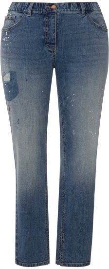 Ulla Popken Distressed Stretch Fit Boyfriend Jeans Blue Denim - Kavbojke & Hlače v Velikih Številkah – Plus Size - 
