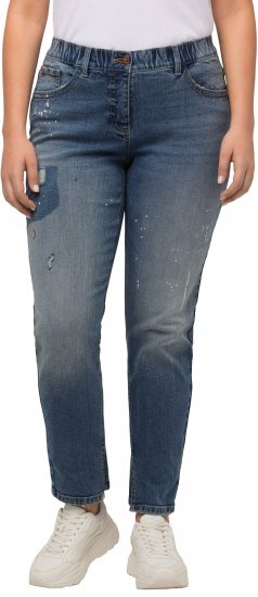 Ulla Popken Distressed Stretch Fit Boyfriend Jeans Blue Denim - Kavbojke & Hlače v Velikih Številkah – Plus Size - 