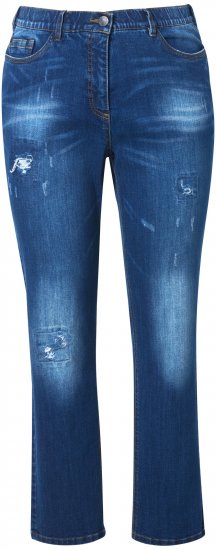 Ulla Popken Lightly Distressed Stretch Fit Jeans Blue Denim - Kavbojke & Hlače v Velikih Številkah – Plus Size - 